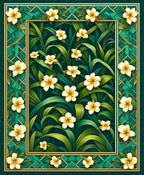 Emerald Floral Tropical Garden Rug