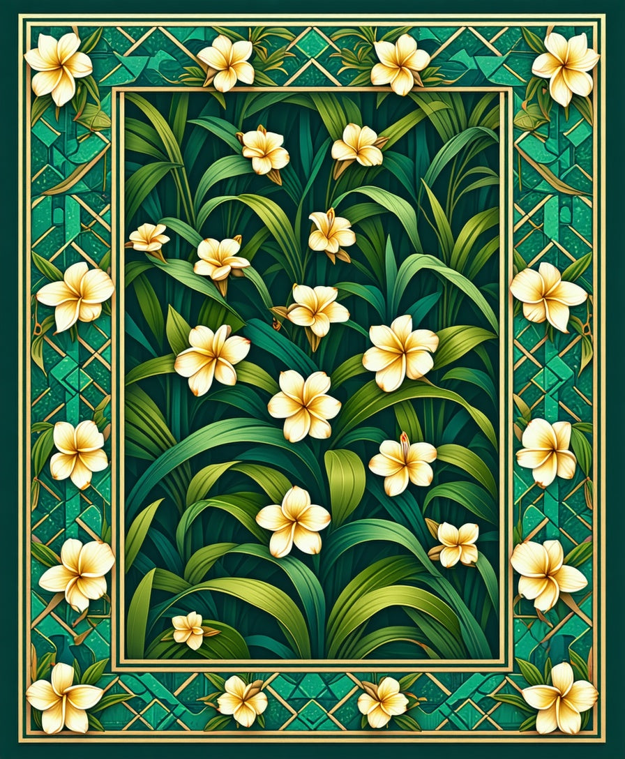 Emerald Floral Tropical Garden Rug