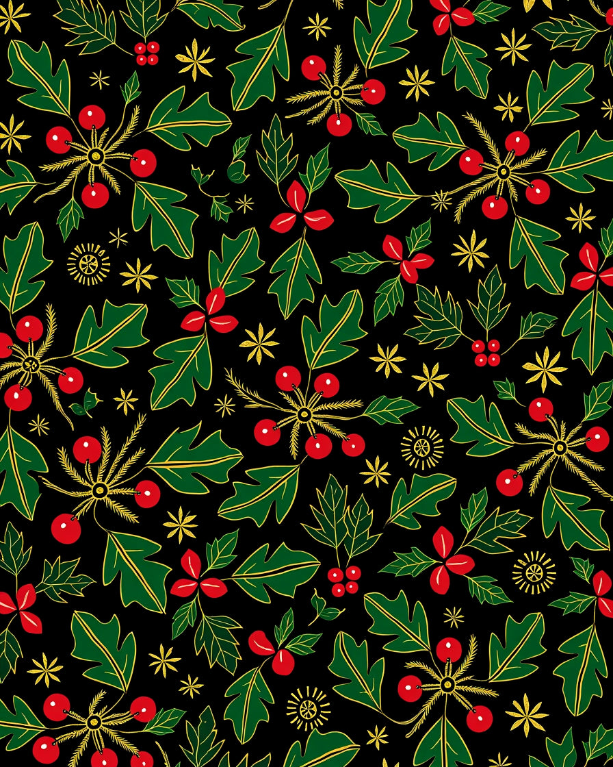 Holiday Holly Berry Vines Rug
