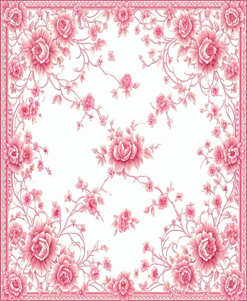 Grand Rose Floral Pattern Rug