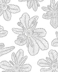 Botanical Outline Floral Pattern Rug