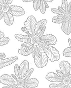 Botanical Outline Floral Pattern Rug