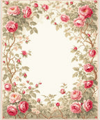 Vintage Pink Roses Floral Vine Rug