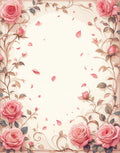 Pink Rose Vine Border Rug
