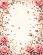 Pink Rose Vine Border Rug