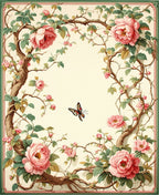 Floral Vine With Butterfly Motif Rug