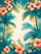 Tropical Floral Palm Leaf Pattern Rug