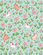 Whimsical Unicorn Floral Garden Pattern Rug