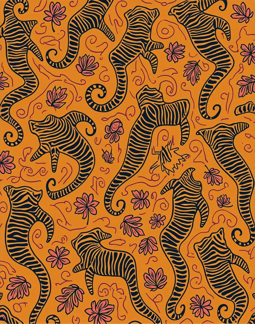 Abstract Tiger Blossom Pattern Rug