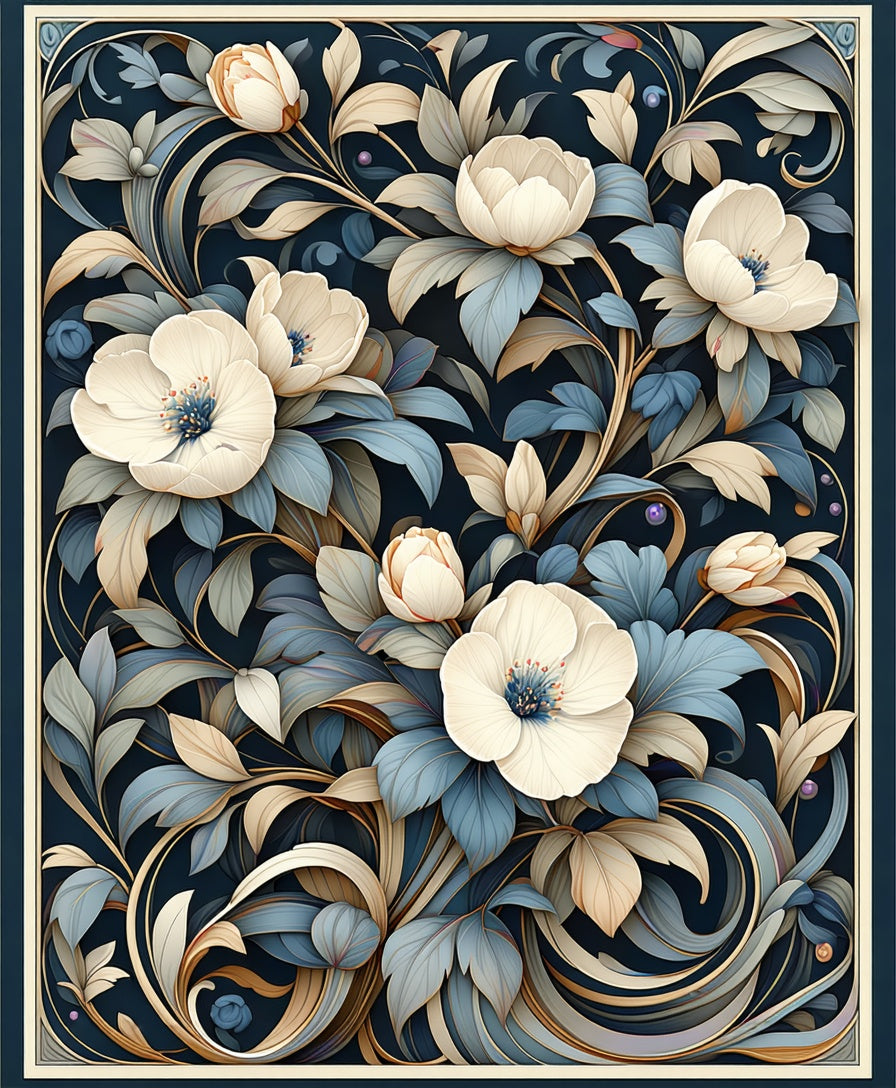 Elegant Floral Swirls Pattern Rug