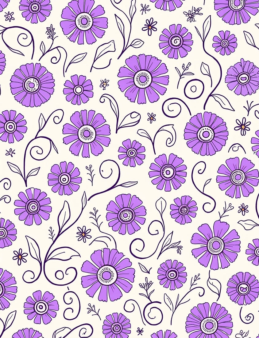 Vintage Purple Floral Vine Design Rug