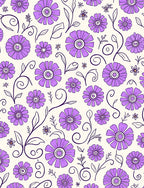 Vintage Purple Floral Vine Design Rug