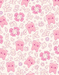 Cute Pink Tooth Floral Pattern Rug