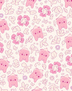 Cute Pink Tooth Floral Pattern Rug