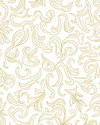 Elegant Gold Swirls Floral Pattern Rug