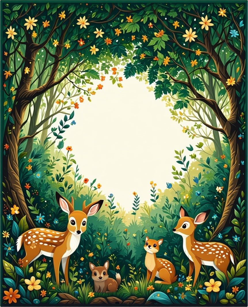 Whimsical Forest Woodland Creatures Rug