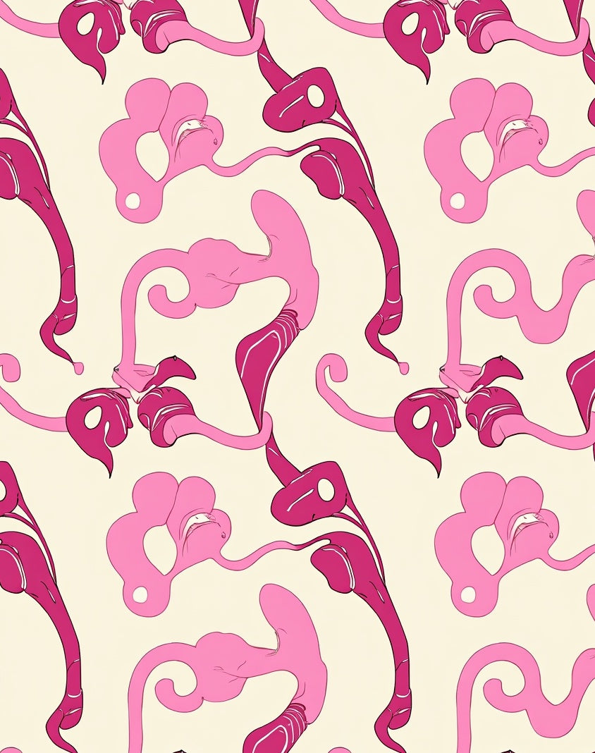 Abstract Pink Swirls Pattern Rug