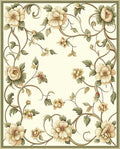 Creamy Floral Vine Scroll Design Rug