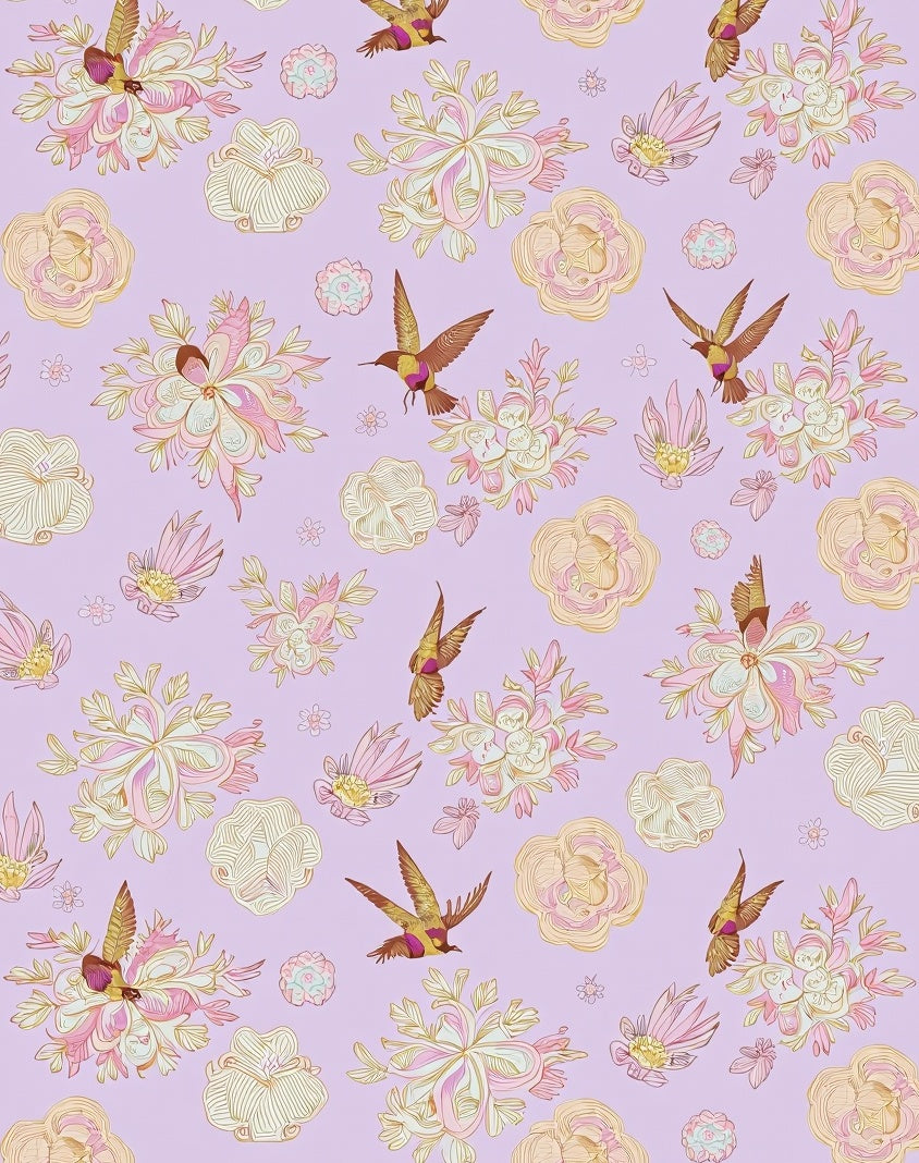 Whimsical Birds Flowers Pattern Rug