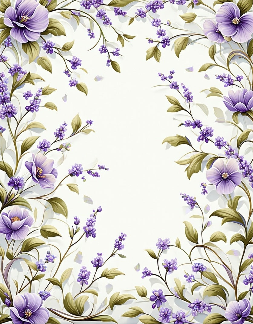 Purple Lavender Floral Vine Pattern Rug
