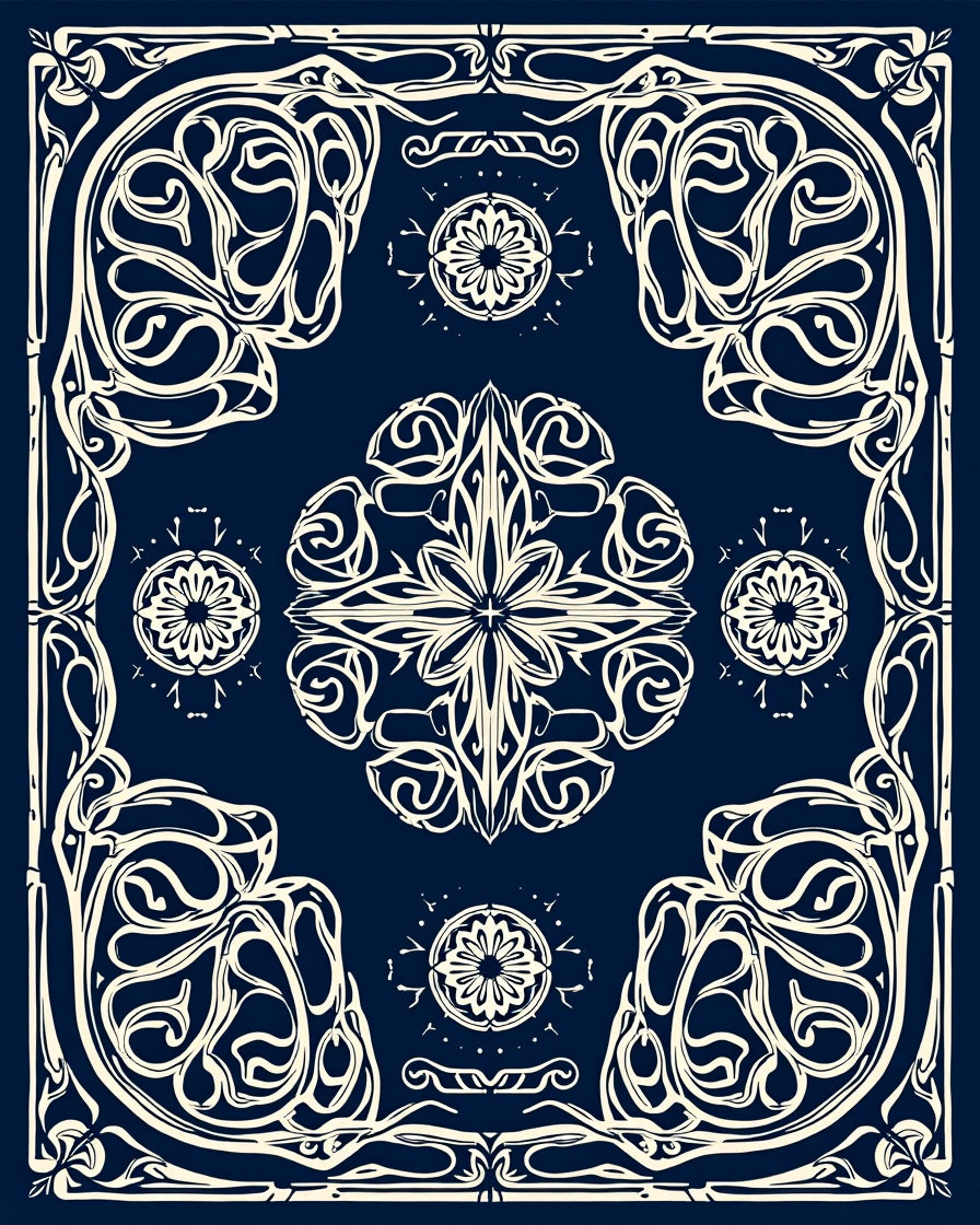 Art Nouveau Floral Mandala Pattern Design Rug