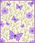 Violet Butterflies Flowers Pattern Rug