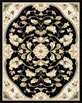 Intricate Floral Mandara Black Tan Rug