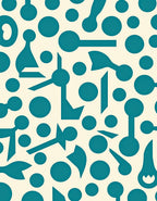 Teal Abstract Geometric Pattern Rug