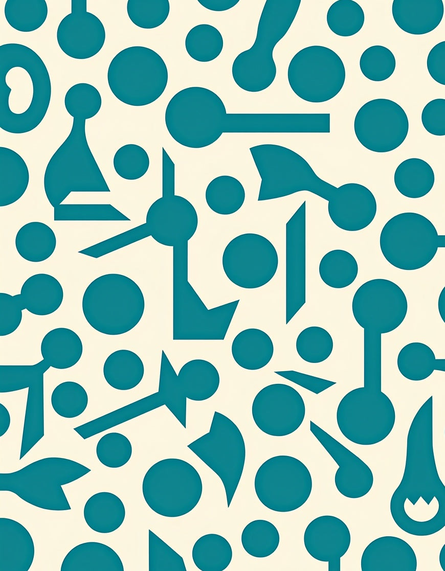 Teal Abstract Geometric Pattern Rug