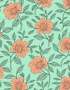 Peachy Floral Vine Pattern Rug