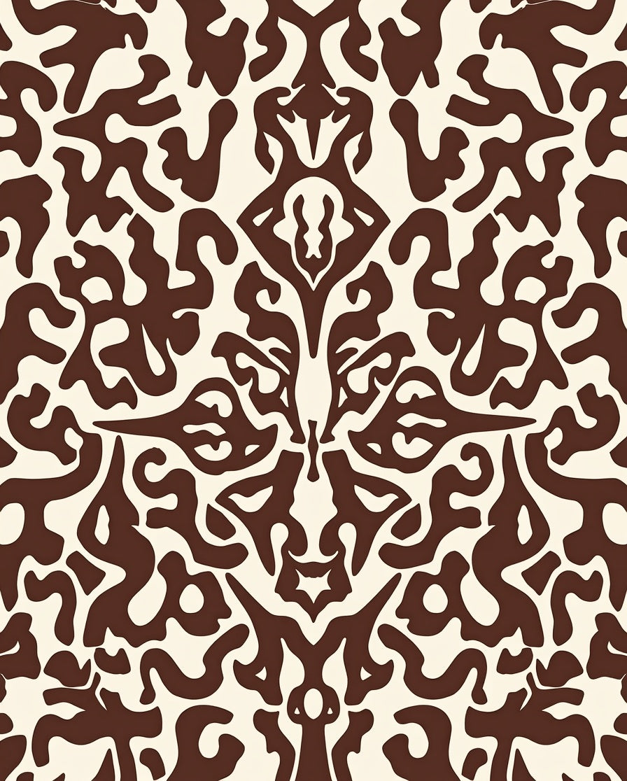 Ornate Antique Brown Ivory Pattern Rug