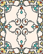 Ornate Teal And Yellow Floral Pattern Rug