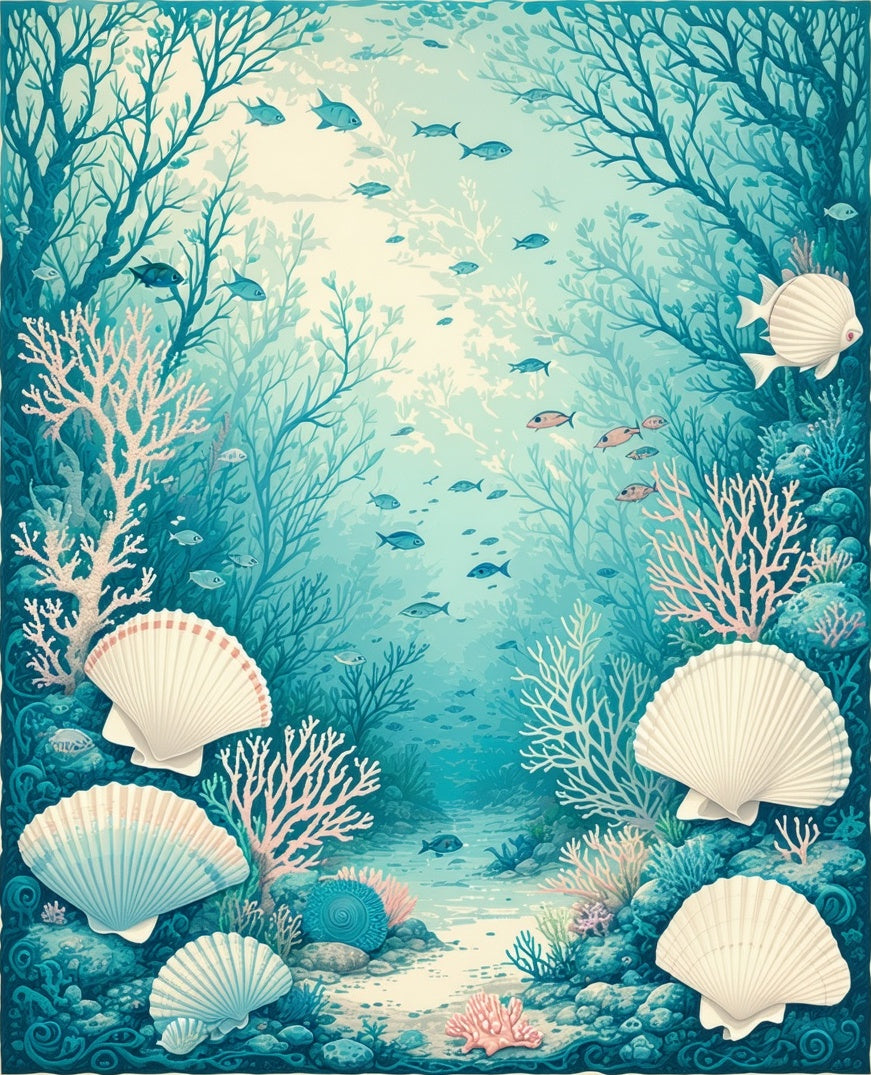 Ocean Coral Shell Scenic Pattern Rug