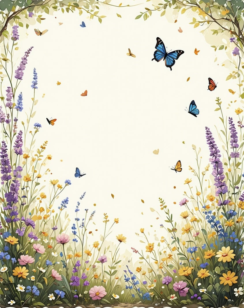 Whimsical Butterfly Garden Watercolor Rug