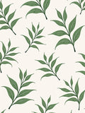 Green Leaf Branches Cream Background Rug