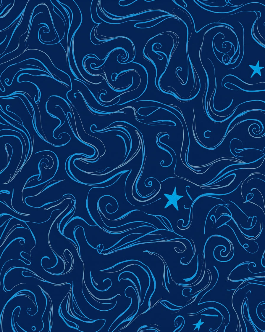 Abstract Swirls Stars Pattern Rug