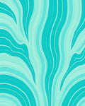 Wavy Aqua Mint Abstract Lines Rug
