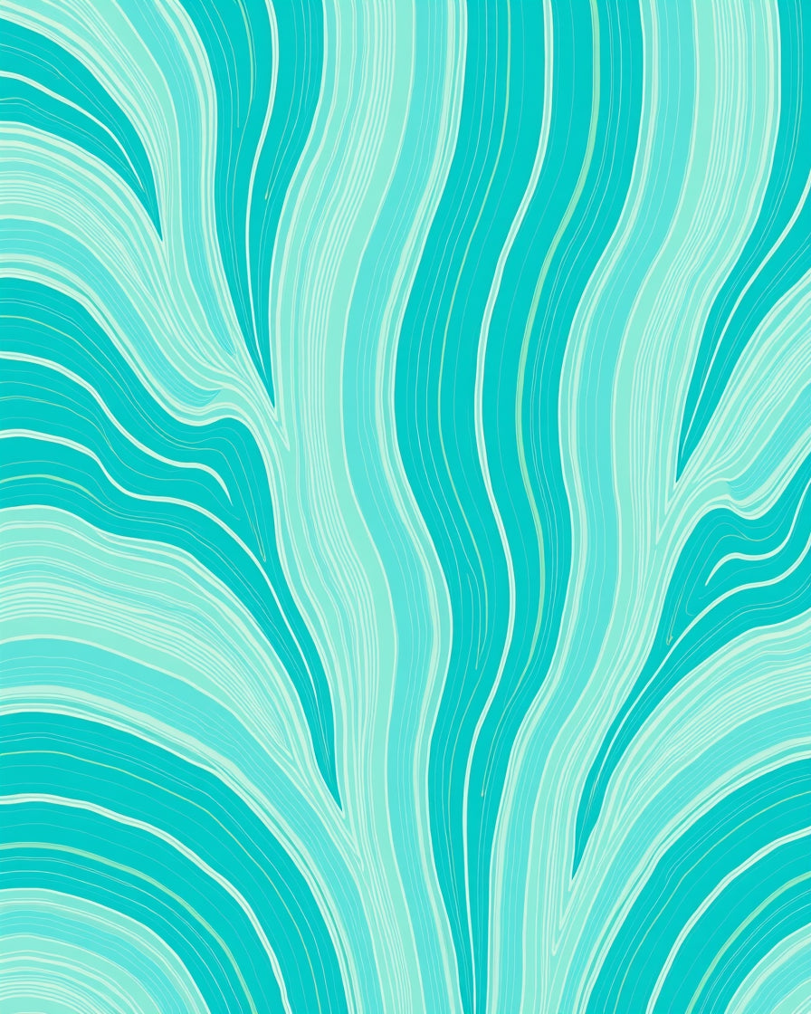 Wavy Aqua Mint Abstract Lines Rug