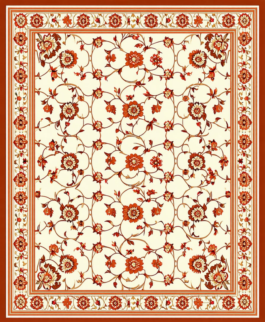 Ornate Floral Vine Pattern Rug