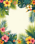 Vibrant Tropical Floral Leaf Pattern Rug