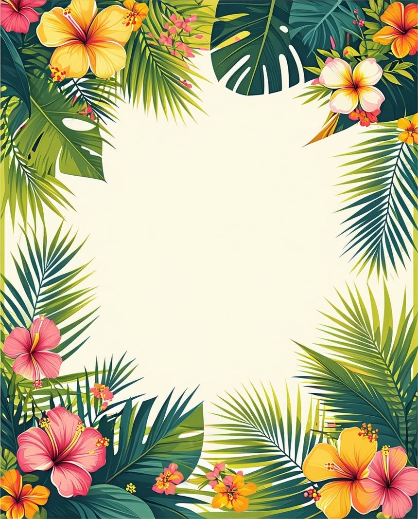 Vibrant Tropical Floral Leaf Pattern Rug
