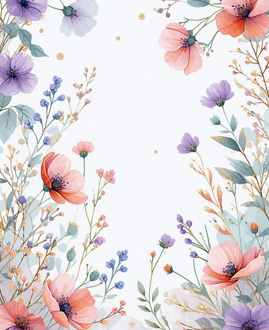 Pastel Floral Watercolor Botanical Design Rug