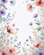 Pastel Floral Watercolor Botanical Design Rug