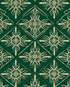 Vintage Green Cream Ornamental Design Rug