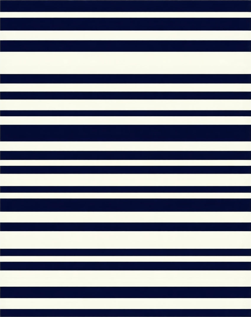 Bold Navy Ivory Stripe Pattern Rug
