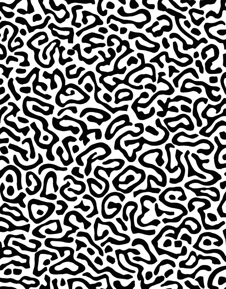 Monochrome Abstract Organic Pattern Rug