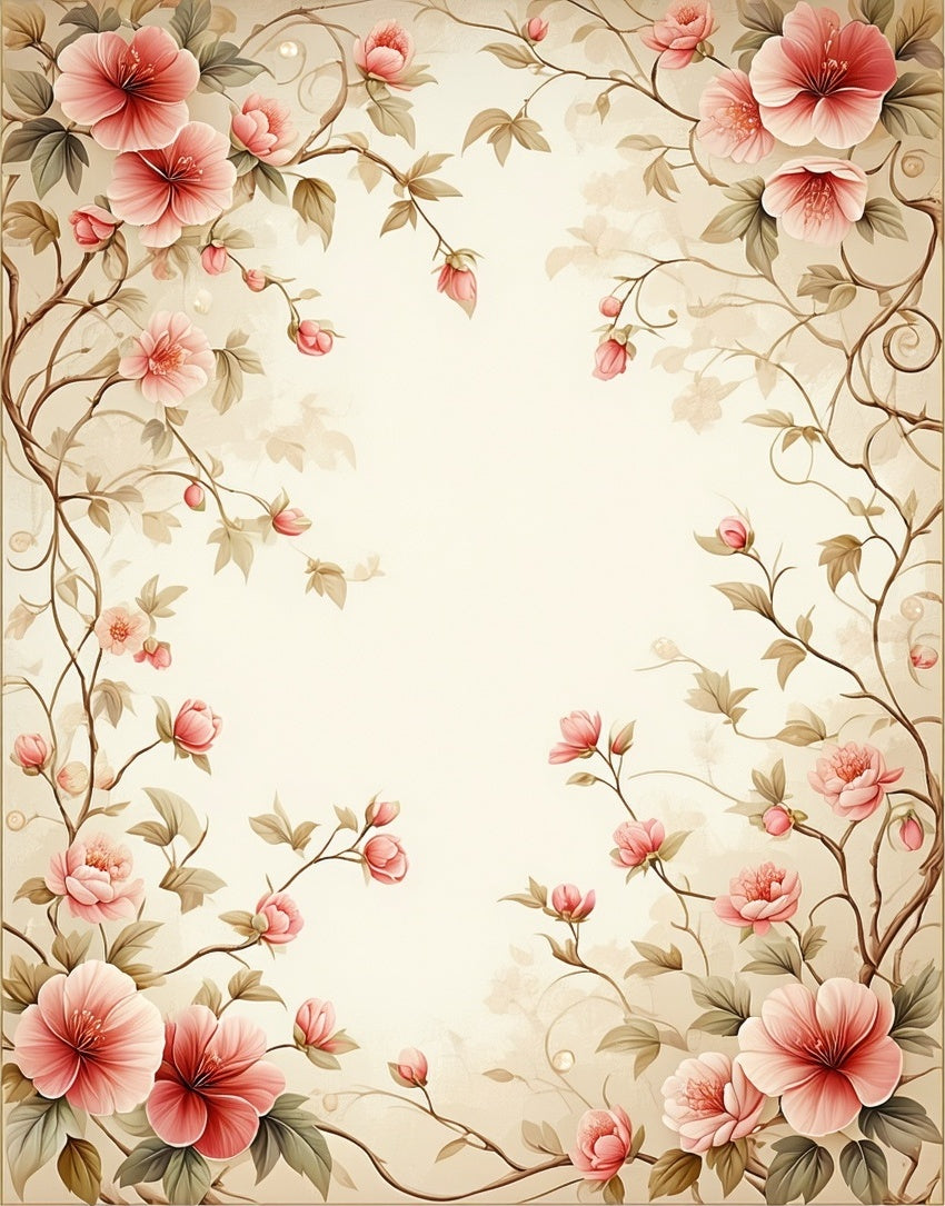 Romantic Floral Vines Pattern Rug