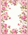 Pink Rose Floral Border Design Rug