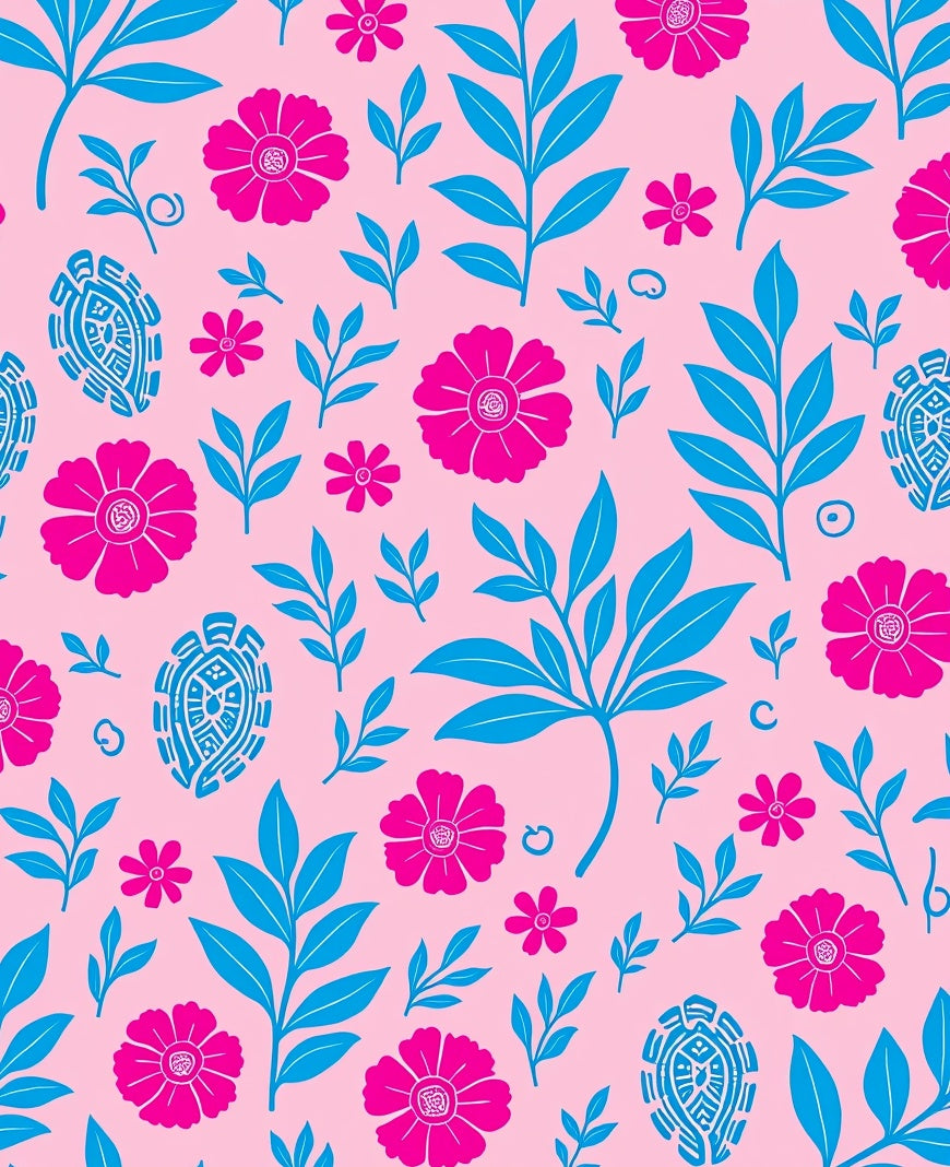 Bold Floral Pattern with Tribal Accents Rug