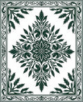 Dark Green Floral Medallion Design Rug